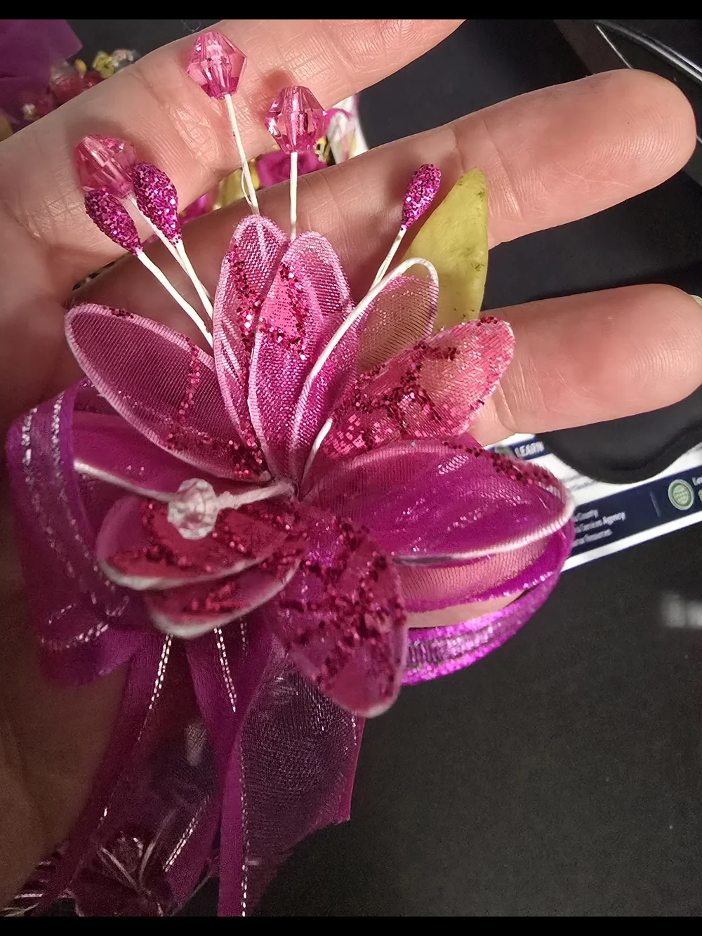 Bright Pink and Yellow Faux Floral Boutonniere Set by